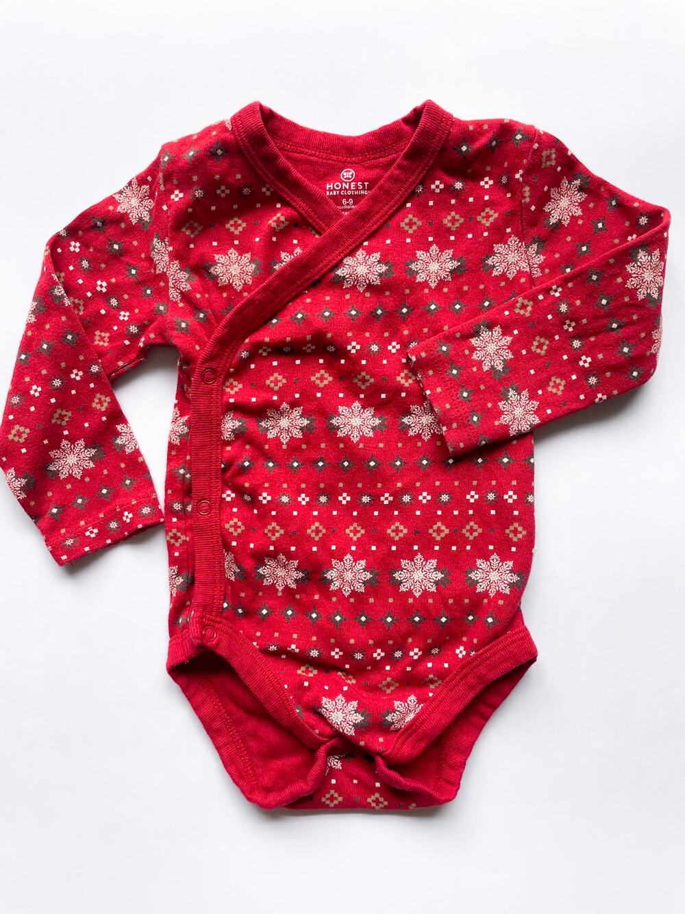 Honest Baby Girls Red Festive Holiday Bodysuit Size 6-9 Months